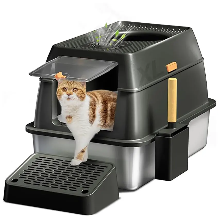 Large 20L Enclosed Cat Litter Basin Easy Clean Thickened Anti-Corrosion Stainless for Cats for Wholesale & OEM Programs detail