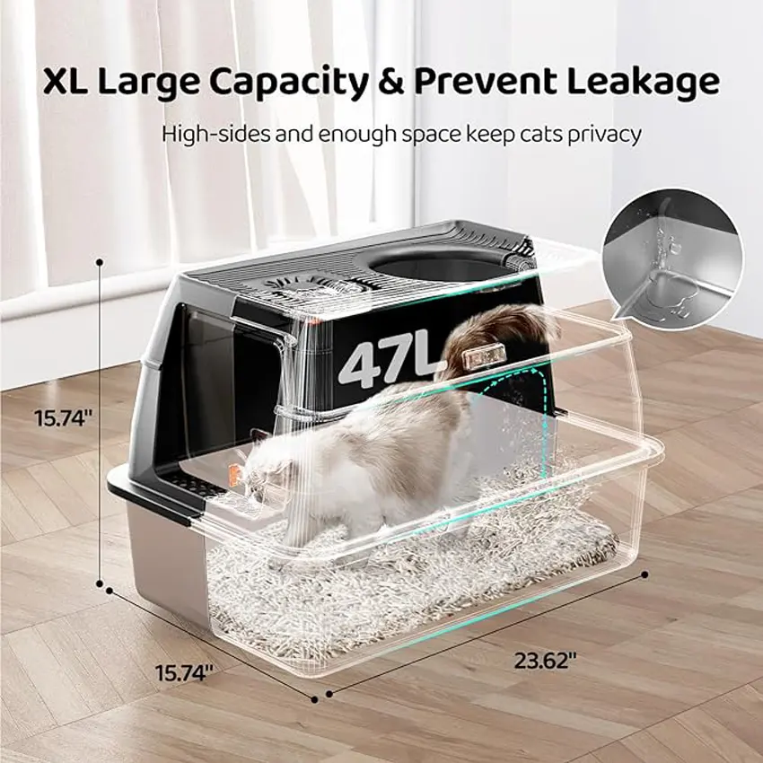 Large 20L Enclosed Cat Litter Basin Easy Clean Thickened Anti-Corrosion Stainless for Cats for Wholesale & OEM Programs detail