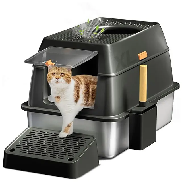 Large 20L Enclosed Cat Litter Basin Easy Clean Thickened Anti-Corrosion Stainless for Cats for Wholesale & OEM Programs