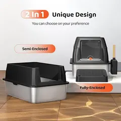 Large 20L Enclosed Cat Litter Basin Easy Clean Thickened Anti-Corrosion Stainless for Cats for Wholesale & OEM Programs view 5