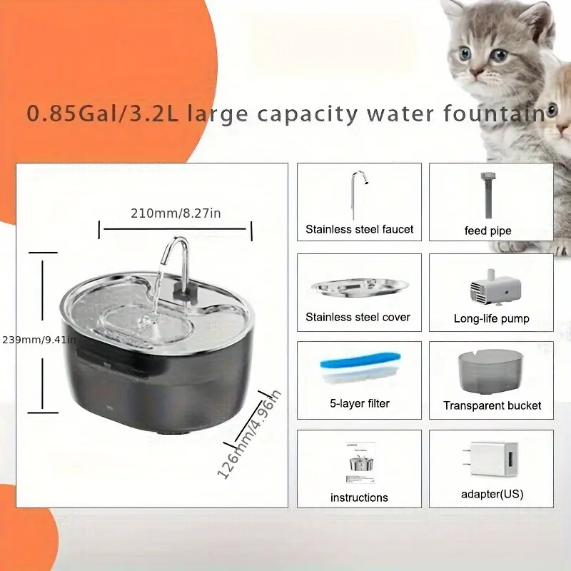 3.2L Eco-Friendly Anti-Splash Automatic Bowl Feeder Durable Stainless Steel PP Modern for Wholesale & OEM Programs detail