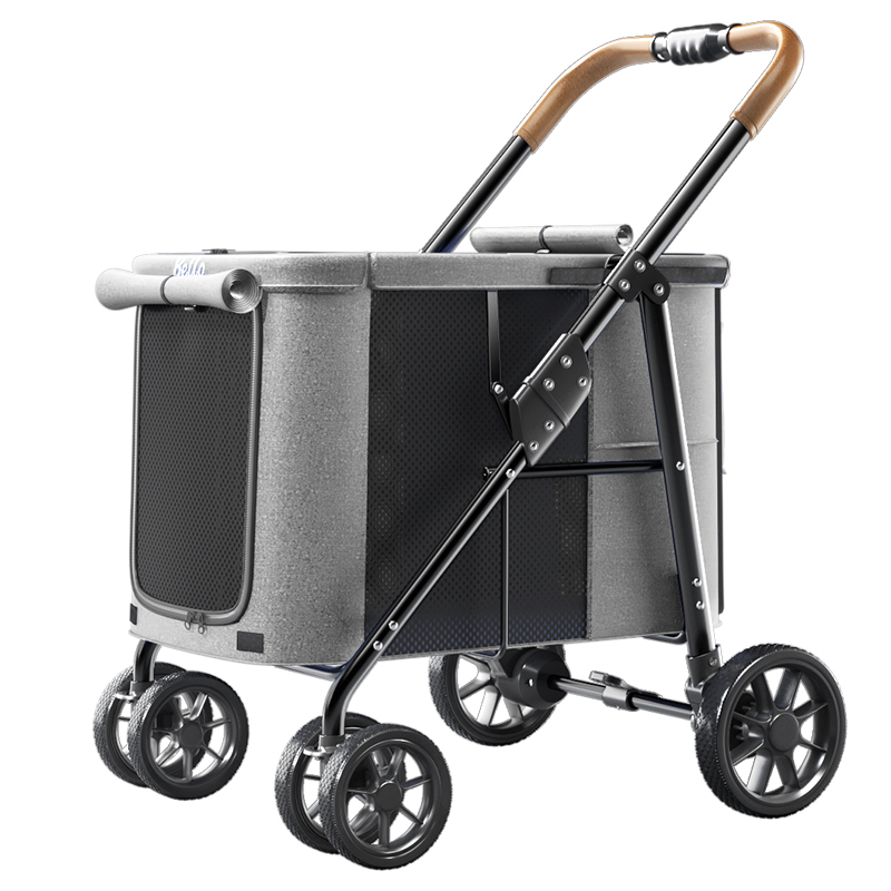 4-Wheel Foldable Eco-friendly Oxford & Steel Fabric Pet Trolley Stroller LD07-M for Dogs for Wholesale & OEM Programs view 2