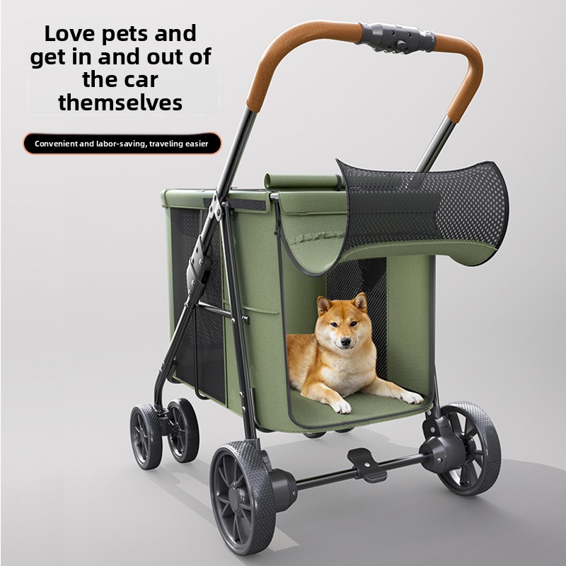 4-Wheel Foldable Eco-friendly Oxford & Steel Fabric Pet Trolley Stroller LD07-M for Dogs for Wholesale & OEM Programs view 5