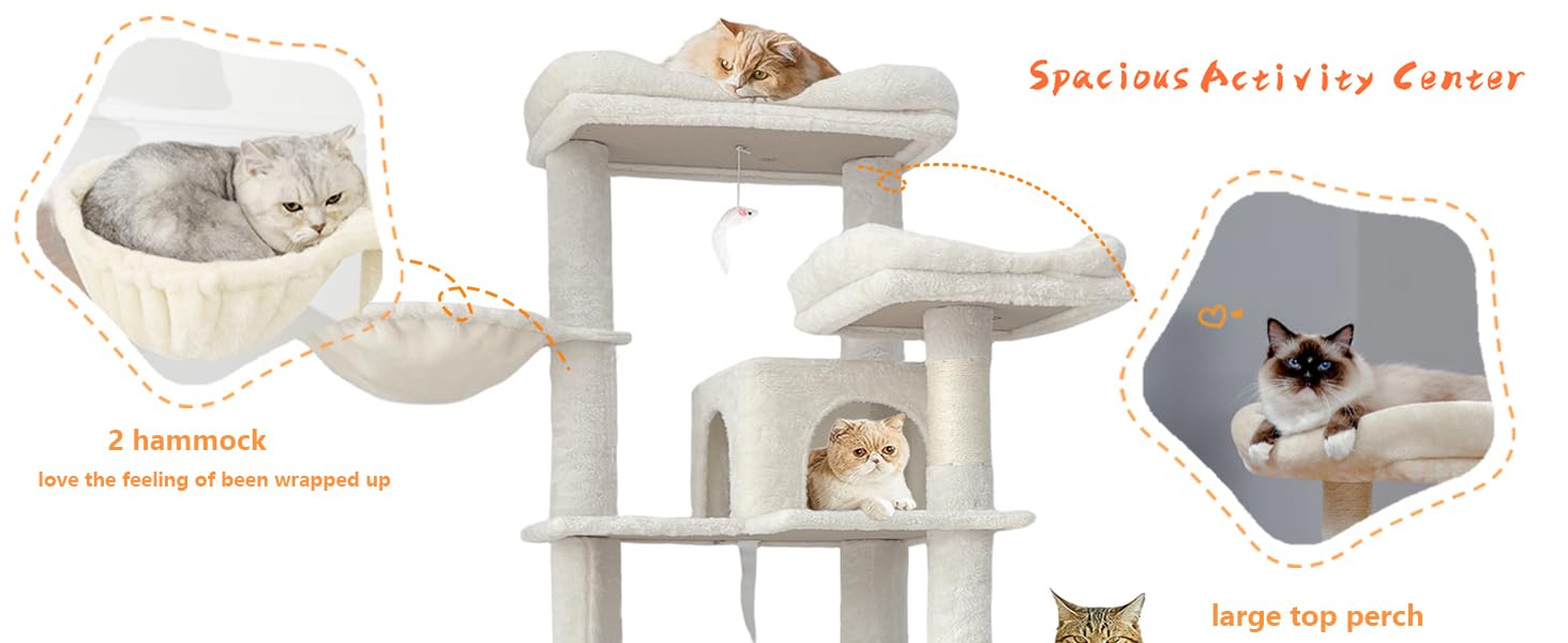 68 Inches Large Tall Cat Tree Tower Multi-Level Design Indoor Cat Condo Removable Pad for Wholesale & OEM Programs detail