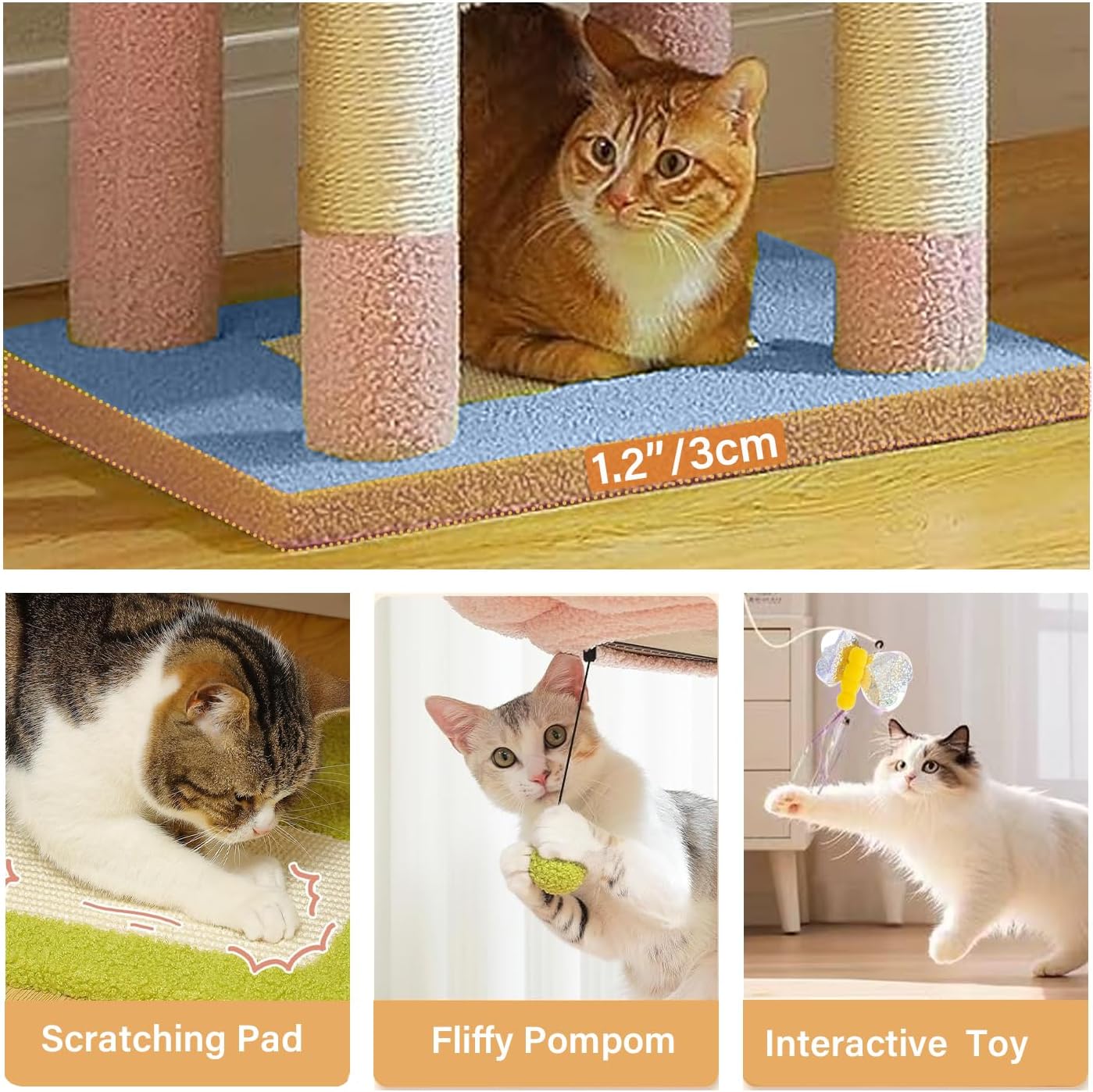 71-Inch Tall Blue Cat Tree Large Tower JRCT135 for Cats for Wholesale & OEM Programs view 4