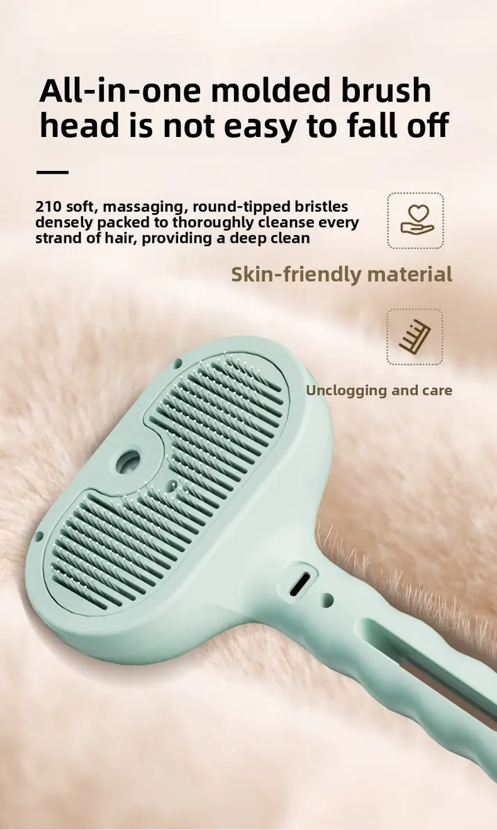 ABS Pet Spray Comb One-Button Spray Cat Grooming Massage Hair Cleaning Tool Wave Handle Spray Comb for Wholesale & OEM Programs detail