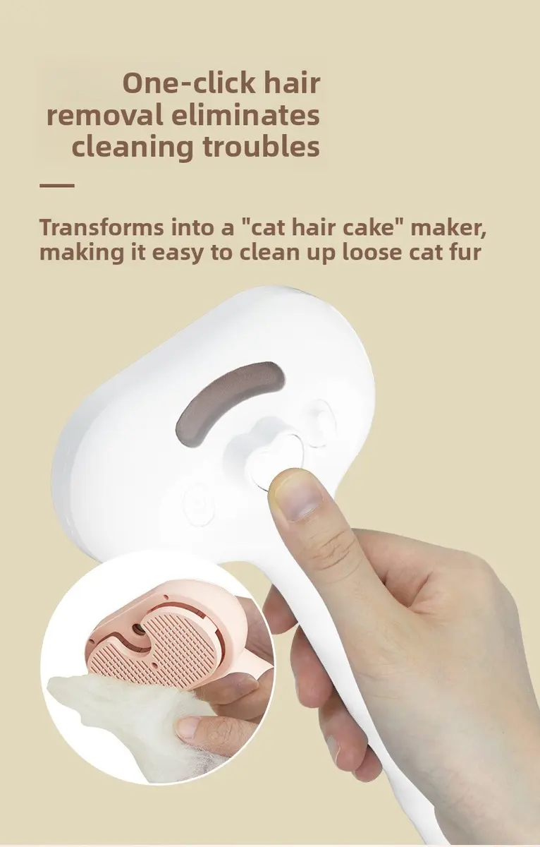 ABS Pet Spray Comb One-Button Spray Cat Grooming Massage Hair Cleaning Tool Wave Handle Spray Comb for Wholesale & OEM Programs detail