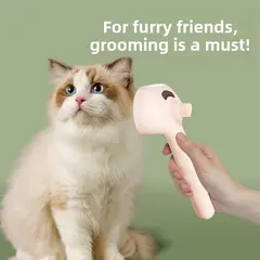 ABS Pet Spray Comb One-Button Spray Cat Grooming Massage Hair Cleaning Tool Wave Handle Spray Comb for Wholesale & OEM Programs view 2