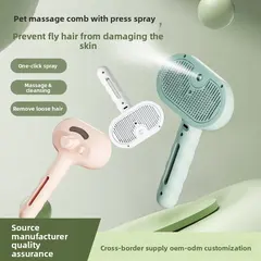 ABS Pet Spray Comb One-Button Spray Cat Grooming Massage Hair Cleaning Tool Wave Handle Spray Comb for Wholesale & OEM Programs view 3
