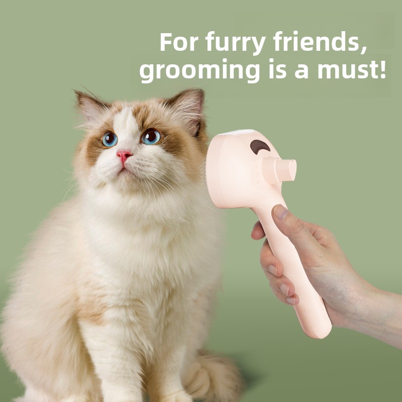 ABS Pet Spray Comb One-Button Spray Cat Grooming Massage Hair Cleaning Tool Wave Handle Spray Comb for Wholesale & OEM Programs view 2