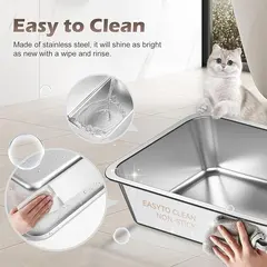 Oversized Anti-Splash Deepened Semi-Closed Cat Toilet High Fence Stainless Steel for Cats for Wholesale & OEM Programs view 4