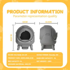 Automatic Cat Litter Box Generation 50L Safety Anti-Pinch Smart Cat Toilet SCLB-01 for Cats for Wholesale & OEM Programs view 2