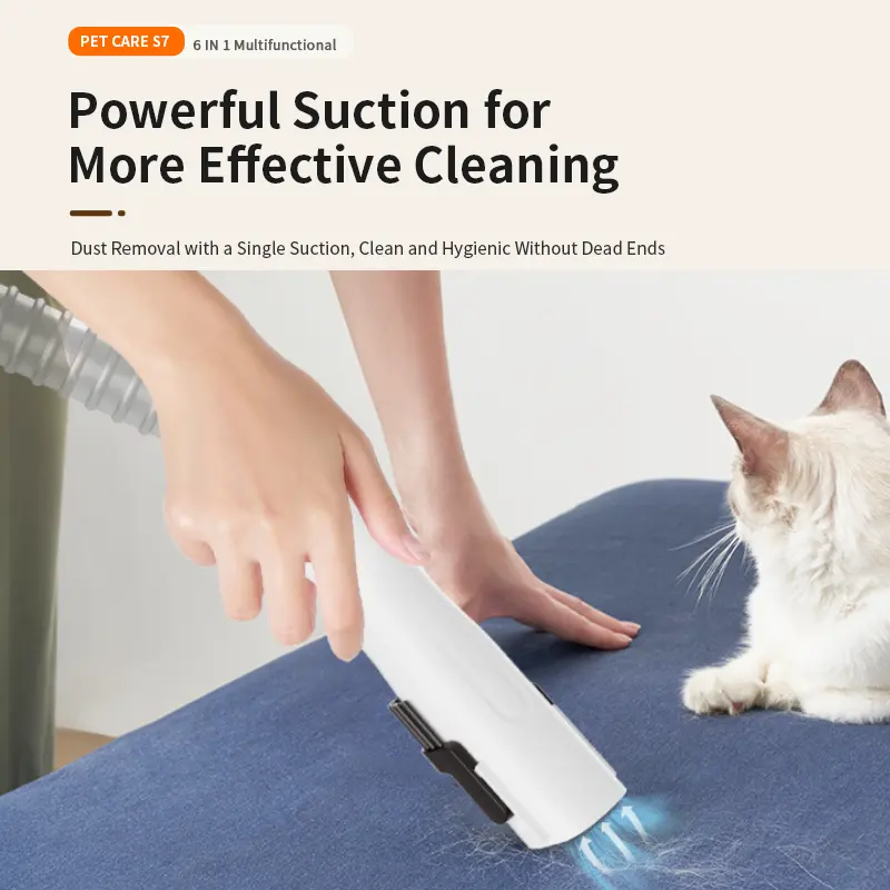 Automatic Charge Pet Hair Clipper Suction Vacuum Low Noise Cat Dog Shedding Grooming for Wholesale & OEM Programs detail