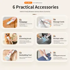 Automatic Charge Pet Hair Clipper Suction Vacuum Low Noise Cat Dog Shedding Grooming for Wholesale & OEM Programs view 2