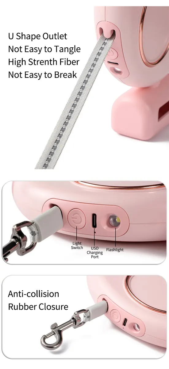 Custom Nylon Automatic Retractable Pet Dog Leash Cute & Modern Style CW-04 for Dogs for Wholesale & OEM Programs detail