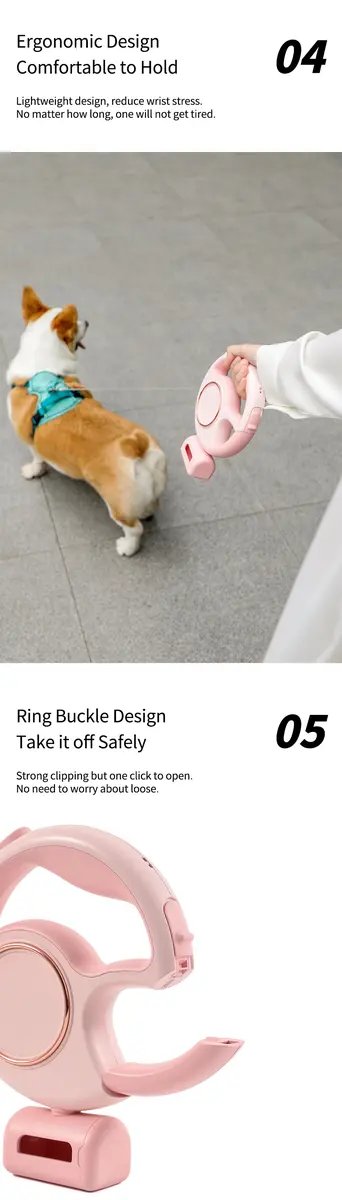 Custom Nylon Automatic Retractable Pet Dog Leash Cute & Modern Style CW-04 for Dogs for Wholesale & OEM Programs detail