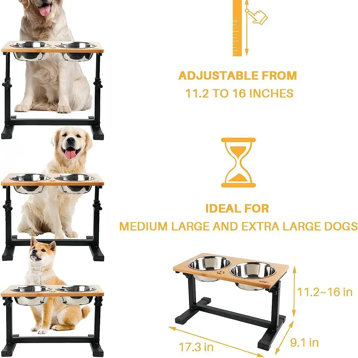 Adjustable Universal Bamboo Cat Bowl Rack Elevated Wooden Food Storage Feeder Bowls for Small Animals for Wholesale & OEM Programs detail