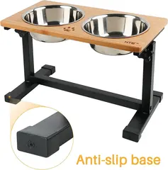 Adjustable Universal Bamboo Cat Bowl Rack Elevated Wooden Food Storage Feeder Bowls for Small Animals for Wholesale & OEM Programs view 3
