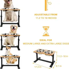 Adjustable Universal Bamboo Cat Bowl Rack Elevated Wooden Food Storage Feeder Bowls for Small Animals for Wholesale & OEM Programs view 4