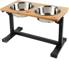 Adjustable Universal Bamboo Cat Bowl Rack Elevated Wooden Food Storage Feeder Bowls for Small Animals for Wholesale & OEM Programs view 6