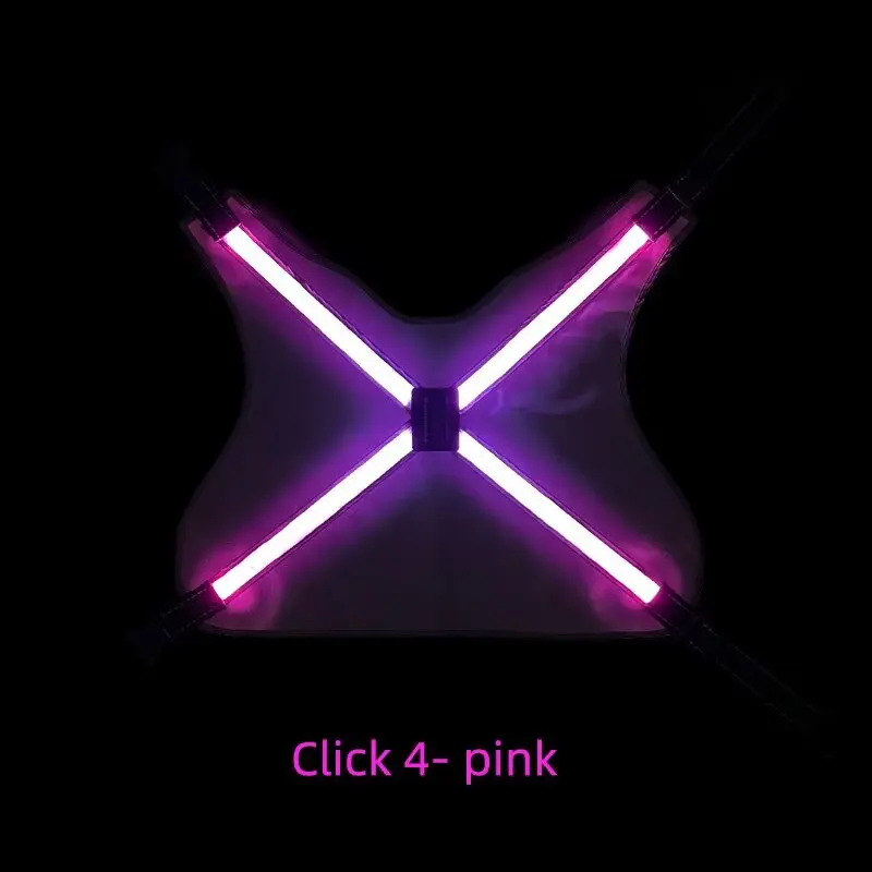 Factory Modern Striped Spring Polyester Reflective LED Dog Harness 8-color LEDs for Dogs for Wholesale & OEM Programs detail