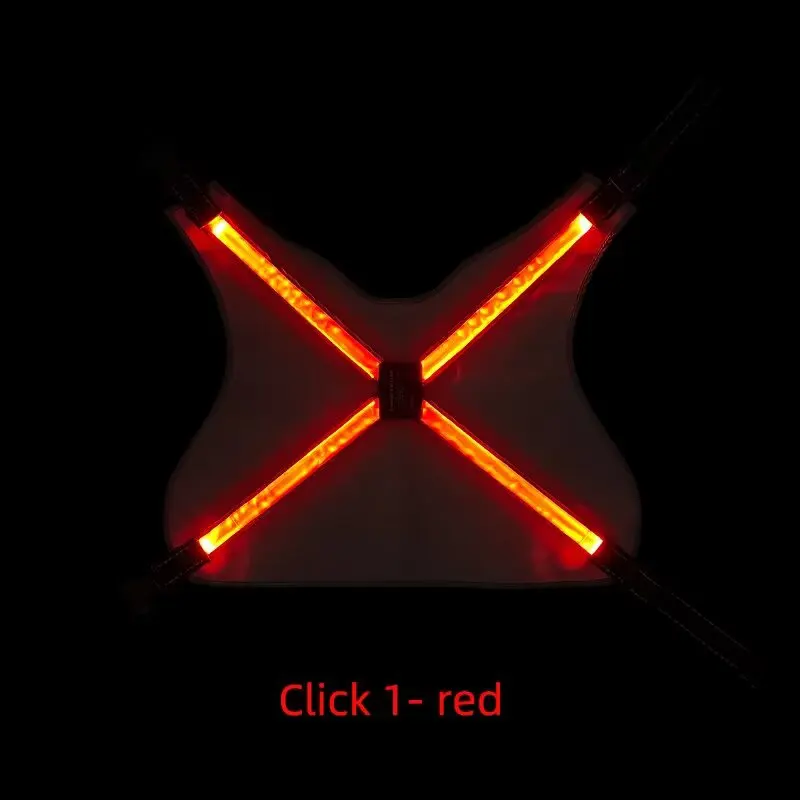 Factory Modern Striped Spring Polyester Reflective LED Dog Harness 8-color LEDs for Dogs for Wholesale & OEM Programs detail