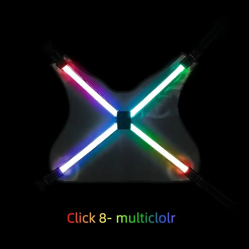 Factory Modern Striped Spring Polyester Reflective LED Dog Harness 8-color LEDs for Dogs for Wholesale & OEM Programs detail