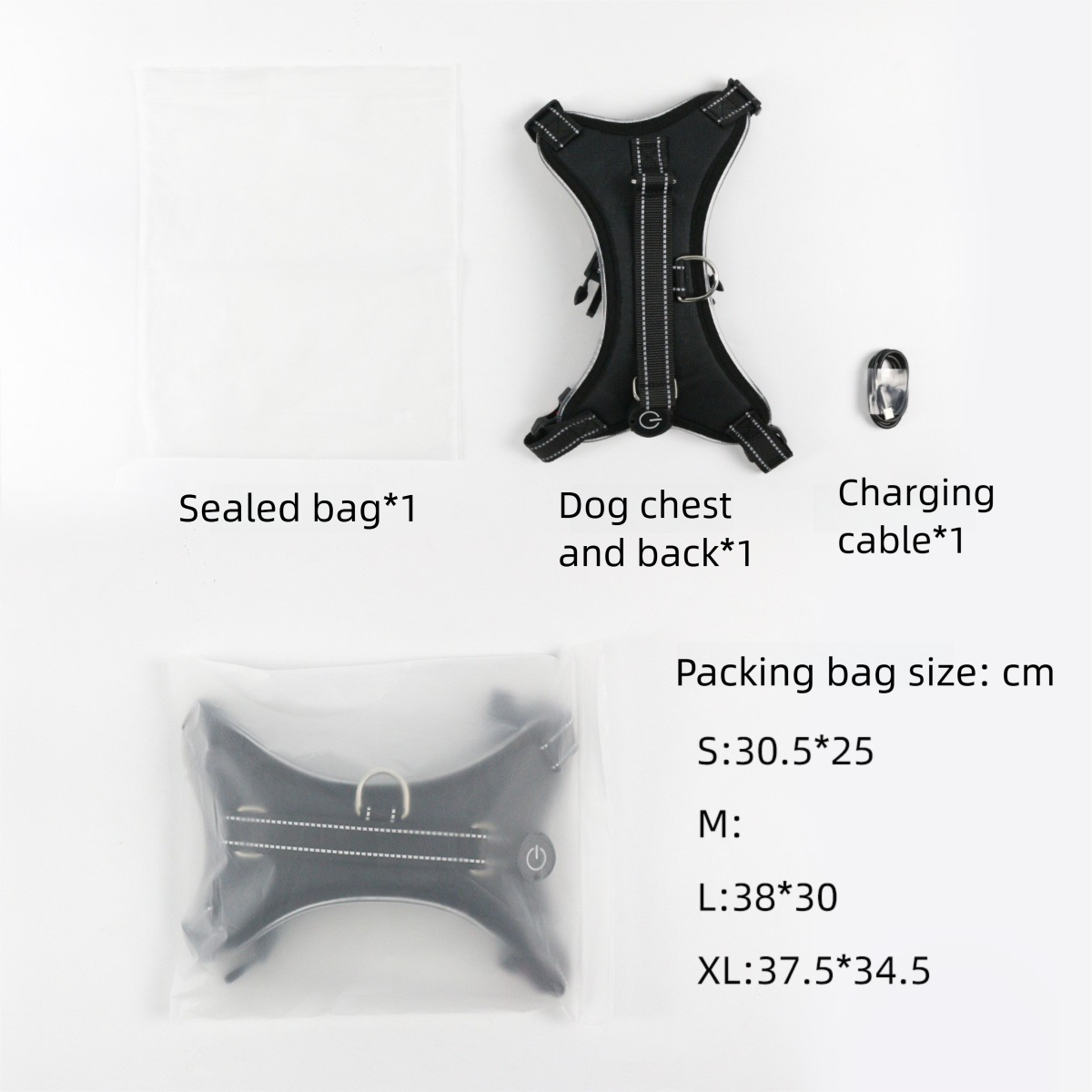 Custom Large RGB LED Light Reflective Dog Harness Rechargeable Oxford Vest Winter for Dogs for Wholesale & OEM Programs detail