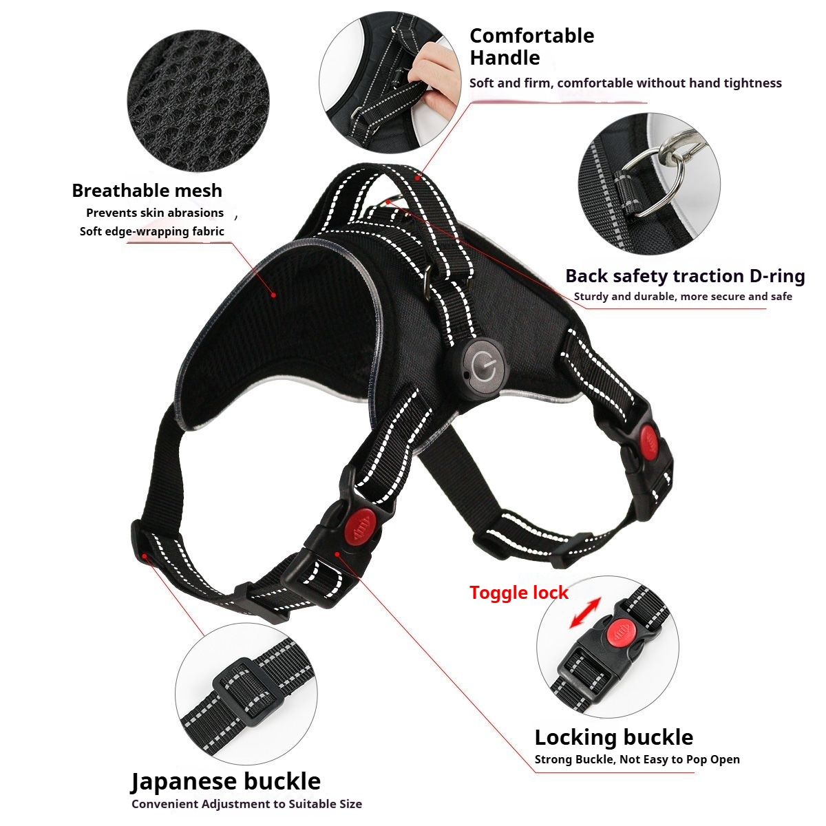 Custom Large RGB LED Light Reflective Dog Harness Rechargeable Oxford Vest Winter for Dogs for Wholesale & OEM Programs view 5