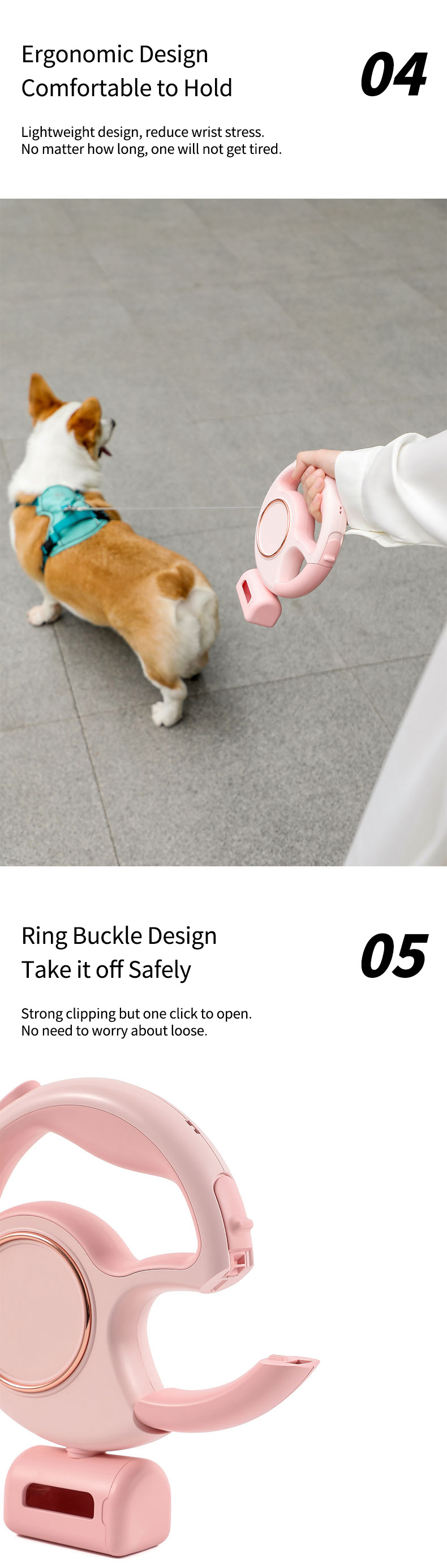 Custom Nylon Automatic Retractable Pet Dog Leash Cute & Modern Style CW-04 for Dogs for Wholesale & OEM Programs detail