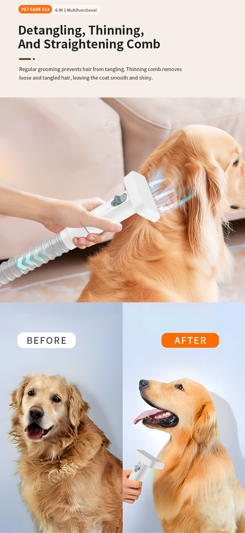 Factory Supplier Cat Dog Grooming Shedding Hair Cut Clipper Trimmer 6 Brushes Tool for Dogs for Wholesale & OEM Programs detail