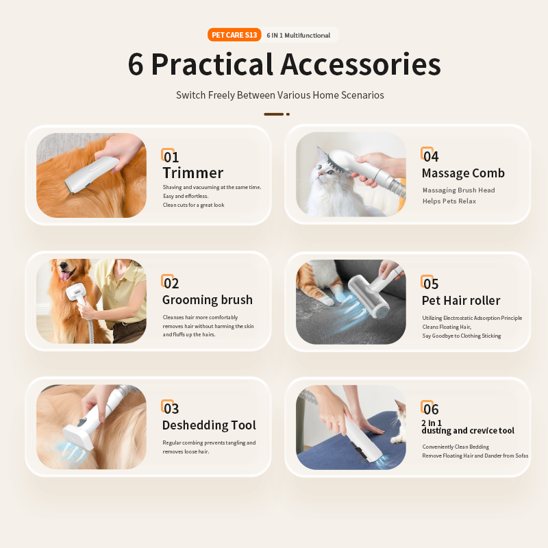 Factory Supplier Cat Dog Grooming Shedding Hair Cut Clipper Trimmer 6 Brushes Tool for Dogs for Wholesale & OEM Programs view 6