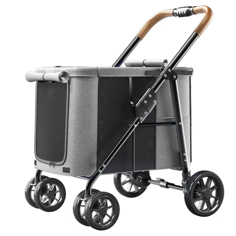 4-Wheel Foldable Eco-friendly Oxford & Steel Fabric Pet Trolley Stroller LD07-M for Dogs for Wholesale & OEM Programs detail