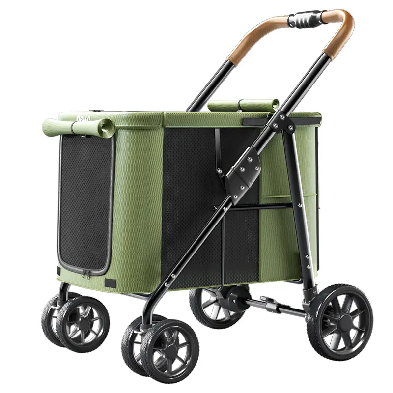 4-Wheel Foldable Eco-friendly Oxford & Steel Fabric Pet Trolley Stroller LD07-M for Dogs for Wholesale & OEM Programs detail