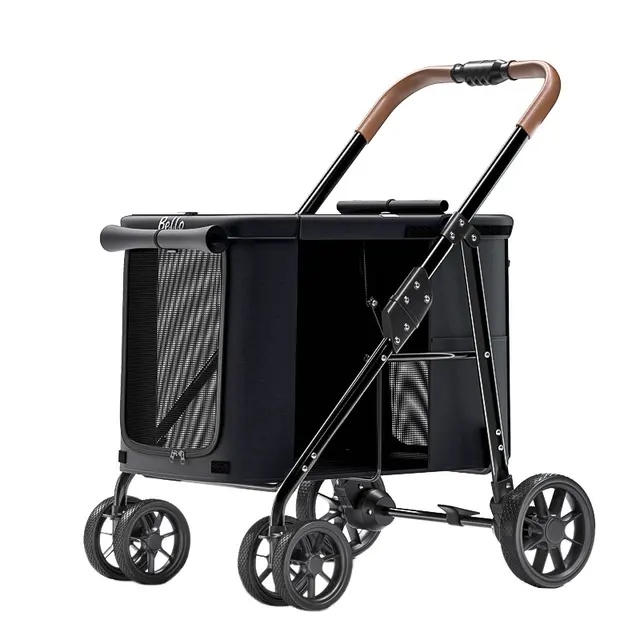 4-Wheel Foldable Eco-friendly Oxford & Steel Fabric Pet Trolley Stroller LD07-M for Dogs for Wholesale & OEM Programs