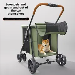 4-Wheel Foldable Eco-friendly Oxford & Steel Fabric Pet Trolley Stroller LD07-M for Dogs for Wholesale & OEM Programs view 5