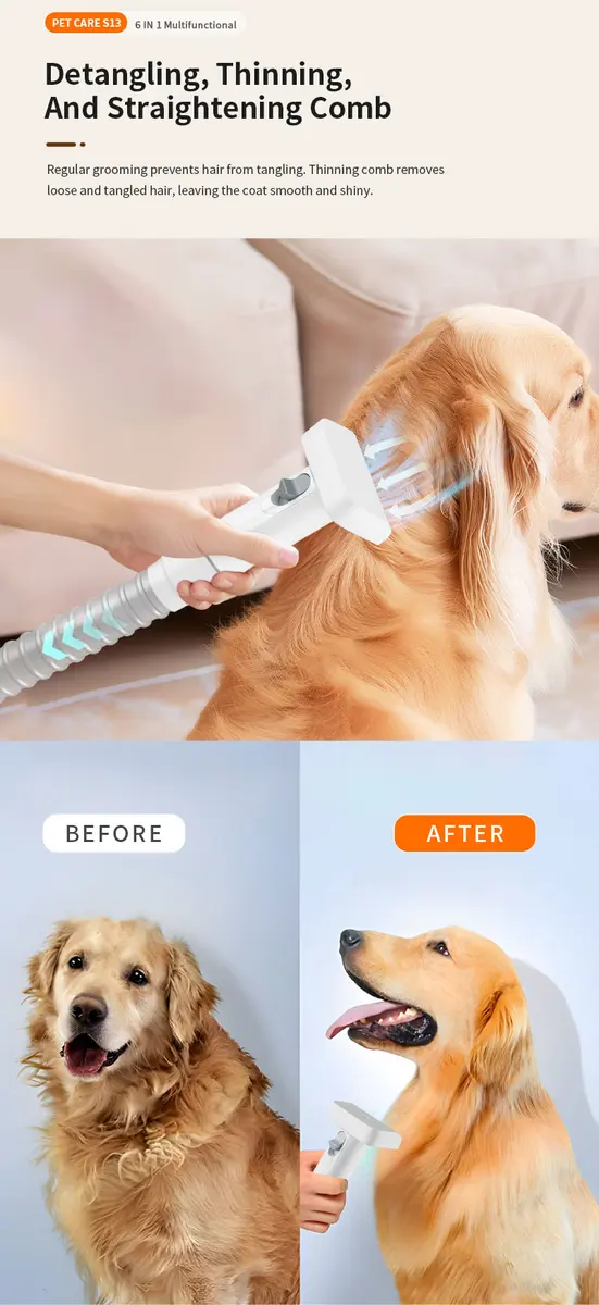 Factory Supplier Cat Dog Grooming Shedding Hair Cut Clipper Trimmer 6 Brushes Tool for Dogs for Wholesale & OEM Programs detail