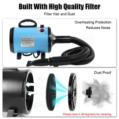 High-Power Stepless Speed Regulation Pet Hair Dryer Plastic Water Blower for Dogs for Wholesale & OEM Programs view 2