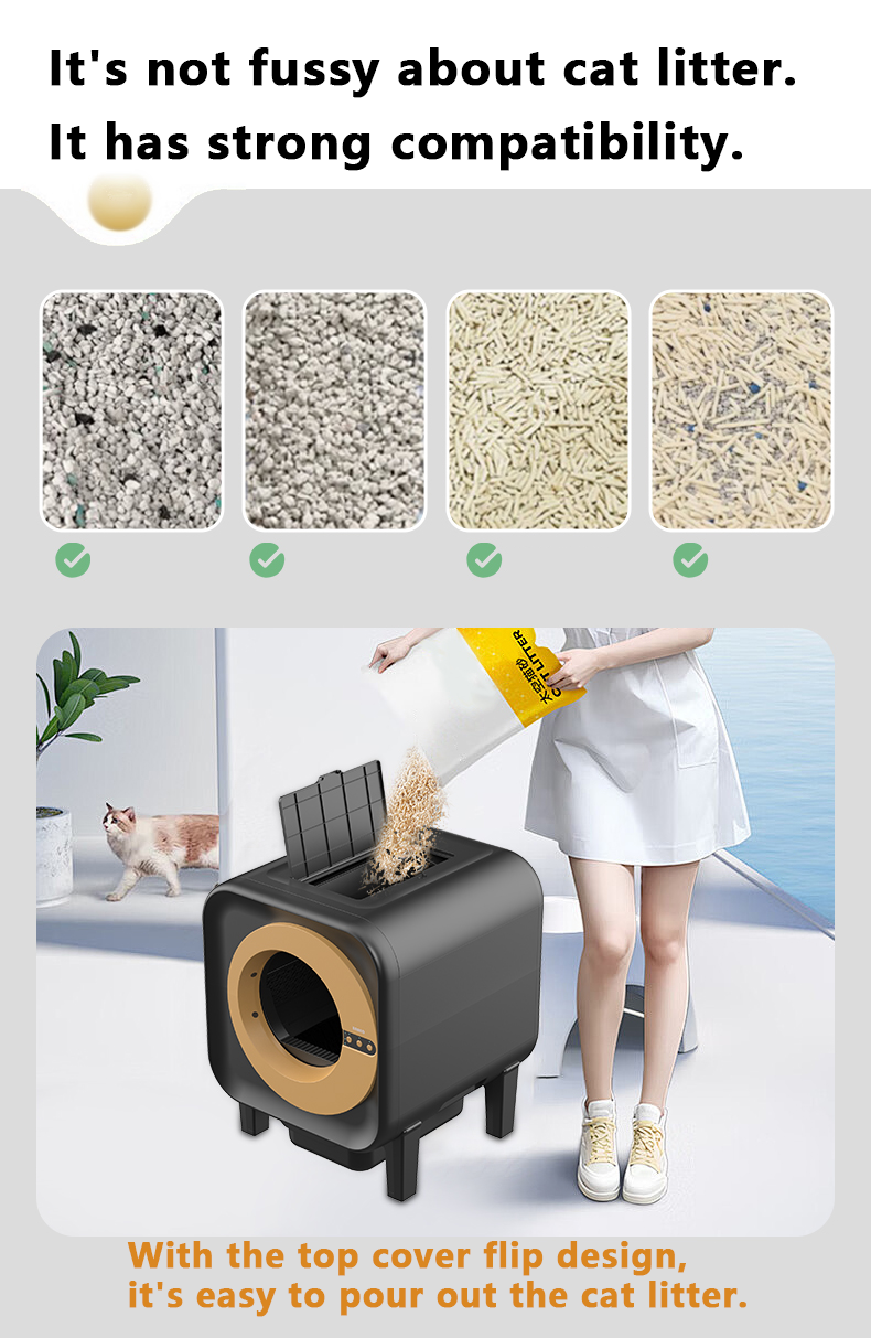 Hot Sale Smart Automatic Self-Cleaning Electronic Deodorizing Open Top Cat Litter Box Convenience Easy Clean Cat Accessory detail