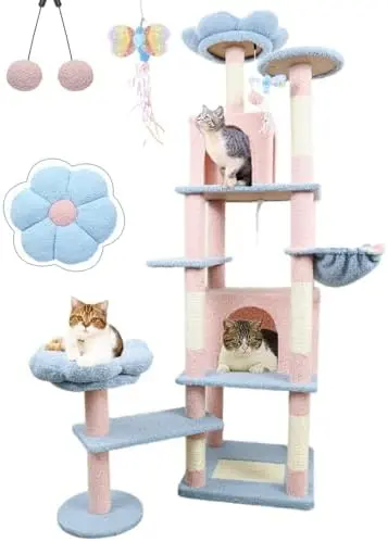 71-Inch Tall Blue Cat Tree Large Tower JRCT135 for Cats for Wholesale & OEM Programs detail