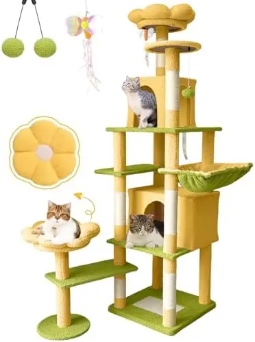 71-Inch Tall Blue Cat Tree Large Tower JRCT135 for Cats for Wholesale & OEM Programs detail