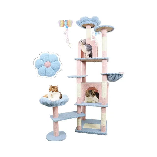 71-Inch Tall Blue Cat Tree Large Tower JRCT135 for Cats for Wholesale & OEM Programs