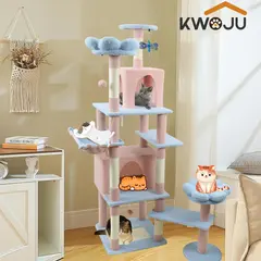 71-Inch Tall Blue Cat Tree Large Tower JRCT135 for Cats for Wholesale & OEM Programs view 2
