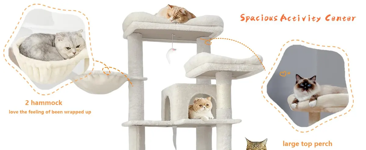 68 Inches Large Tall Cat Tree Tower Multi-Level Design Indoor Cat Condo Removable Pad for Wholesale & OEM Programs detail