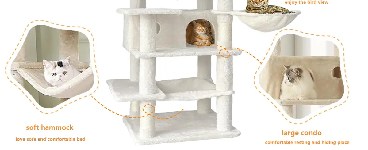 68 Inches Large Tall Cat Tree Tower Multi-Level Design Indoor Cat Condo Removable Pad for Wholesale & OEM Programs detail