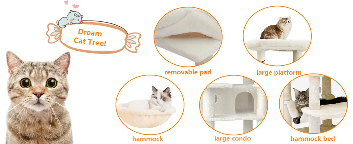 68 Inches Large Tall Cat Tree Tower Multi-Level Design Indoor Cat Condo Removable Pad for Wholesale & OEM Programs detail