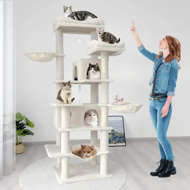 68 Inches Large Tall Cat Tree Tower Multi-Level Design Indoor Cat Condo Removable Pad for Wholesale & OEM Programs