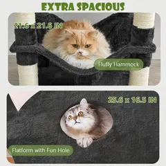 Tall 78.8in Dark Gray Cat Tree Multilevel Cat Tower Large Platform Wide Base Adult for Cats for Wholesale & OEM Programs view 2
