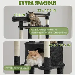 Tall 78.8in Dark Gray Cat Tree Multilevel Cat Tower Large Platform Wide Base Adult for Cats for Wholesale & OEM Programs view 3