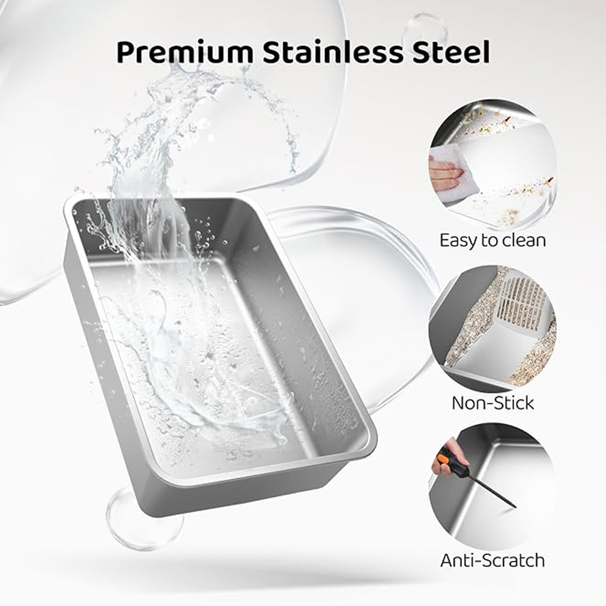 Large 20L Enclosed Cat Litter Basin Easy Clean Thickened Anti-Corrosion Stainless for Cats for Wholesale & OEM Programs detail